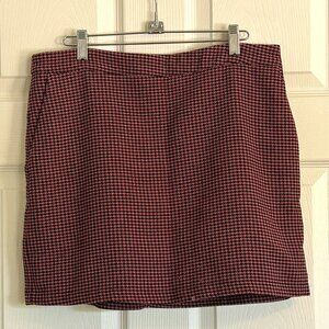 Forever 21 Pink & Black Houndstooth Zip-Back Mini Skirt w/ Pockets (30in waist)